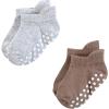 imageTouched by Nature Girls Unisex Baby Organic Cotton Socks with NonSkid Gripper for Fall ResistanceBeige Neutral