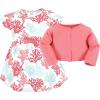 imageTouched by Nature Infant Toddler Girls Organic Cotton Dress and Cardigan Rainbows SunshineCoral Reef