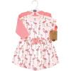 imageTouched by Nature Infant Toddler Girls Organic Cotton Dress and Cardigan Rainbows SunshinePink Flamingo