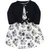 imageTouched by Nature Infant Toddler Girls Organic Cotton Dress and Cardigan Rainbows SunshineBlack Floral