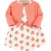 imageTouched by Nature Infant Toddler Girls Organic Cotton Dress and Cardigan Rainbows SunshinePeach