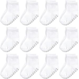 imageTouched by Nature Girls Unisex Baby Organic Cotton Socks with NonSkid Gripper for Fall ResistanceWhite