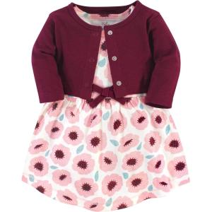 imageTouched by Nature Infant Toddler Girls Organic Cotton Dress and Cardigan Rainbows SunshineBlush Blossom