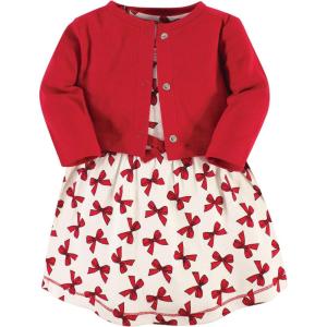 imageTouched by Nature Infant Toddler Girls Organic Cotton Dress and Cardigan Rainbows SunshineBows