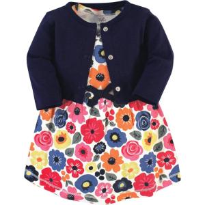 imageTouched by Nature Infant Toddler Girls Organic Cotton Dress and Cardigan Rainbows SunshineBright Flower