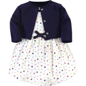 imageTouched by Nature Infant Toddler Girls Organic Cotton Dress and Cardigan Rainbows SunshineColorful Dot