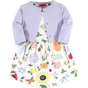 imageTouched by Nature Infant Toddler Girls Organic Cotton Dress and Cardigan Rainbows SunshineFlutter Garden