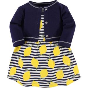 imageTouched by Nature Infant Toddler Girls Organic Cotton Dress and Cardigan Rainbows SunshineLemons