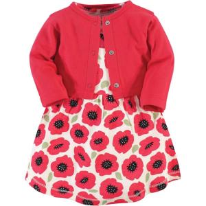 imageTouched by Nature Infant Toddler Girls Organic Cotton Dress and Cardigan Rainbows SunshinePoppy