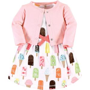 imageTouched by Nature Infant Toddler Girls Organic Cotton Dress and Cardigan Rainbows SunshinePopsicle