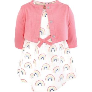 imageTouched by Nature Infant Toddler Girls Organic Cotton Dress and Cardigan Rainbows SunshineRainbows and Sunshine