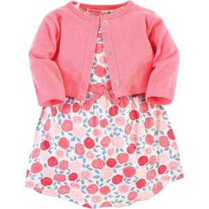 imageTouched by Nature Infant Toddler Girls Organic Cotton Dress and Cardigan Rainbows SunshineRosebud