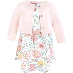 imageTouched by Nature Infant Toddler Girls Organic Cotton Dress and Cardigan Rainbows SunshineTraditional Floral