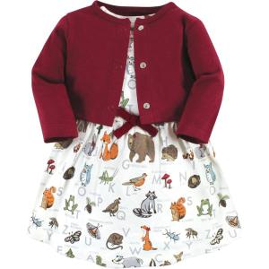 imageTouched by Nature Infant Toddler Girls Organic Cotton Dress and Cardigan Rainbows SunshineWoodland Alphabet