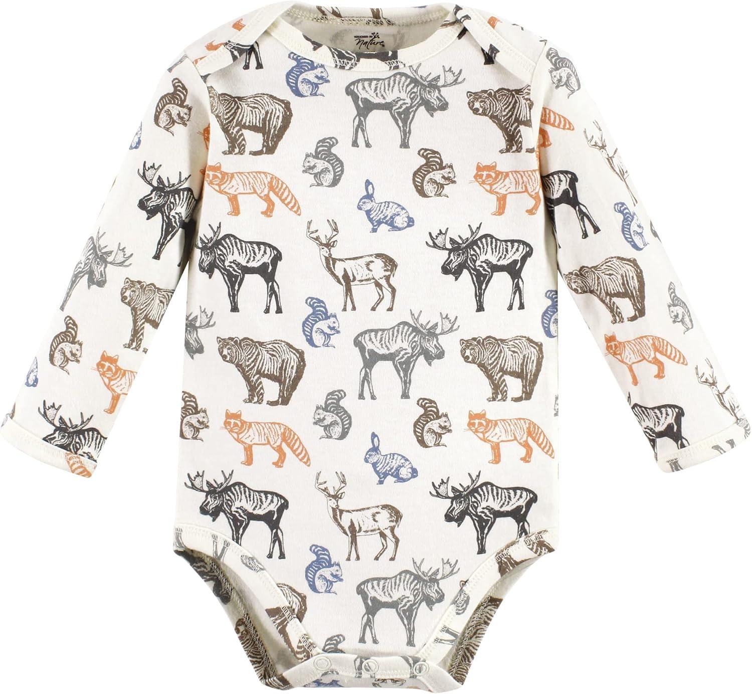 imageTouched by Nature Unisex Baby Organic Cotton LongSleeve BodysuitsBoy Woodland
