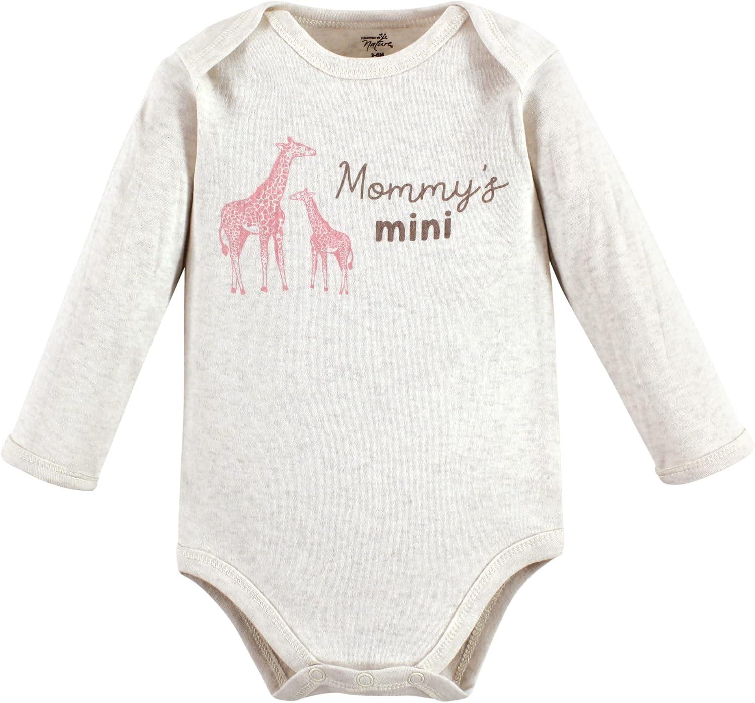 imageTouched by Nature Unisex Baby Organic Cotton LongSleeve BodysuitsGirl Safari