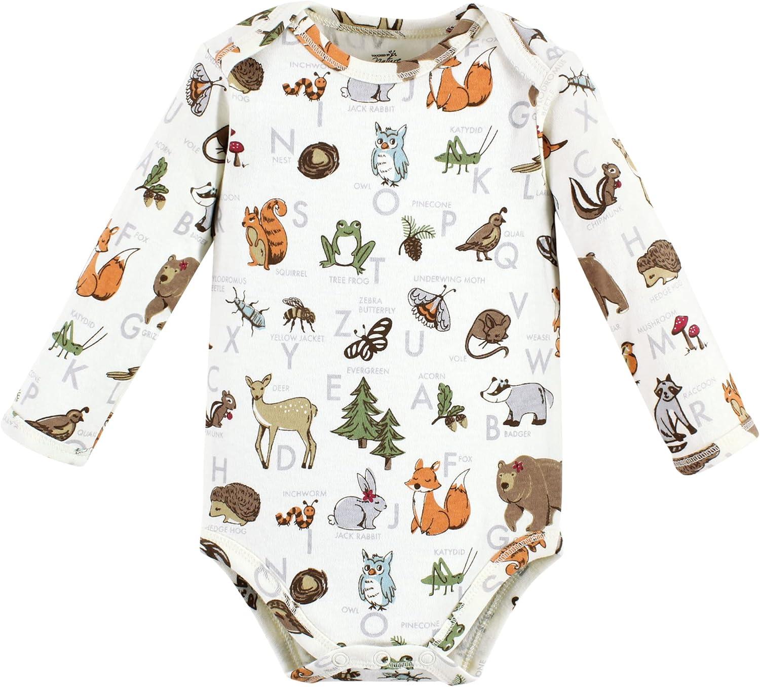 imageTouched by Nature Unisex Baby Organic Cotton LongSleeve BodysuitsGirl Woodland Alphabet 3pack