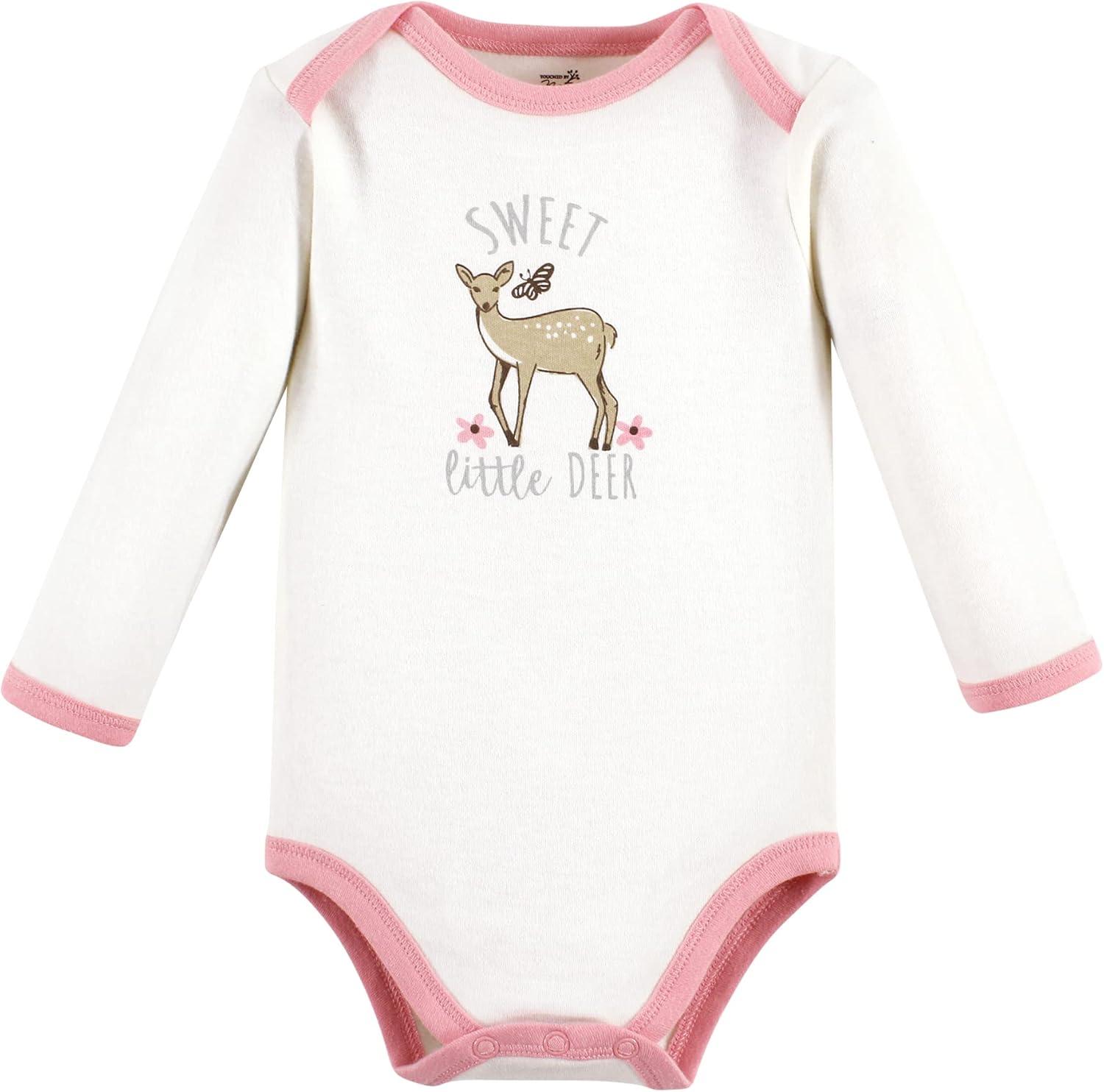 imageTouched by Nature Unisex Baby Organic Cotton LongSleeve BodysuitsGirl Woodland Alphabet 5pack