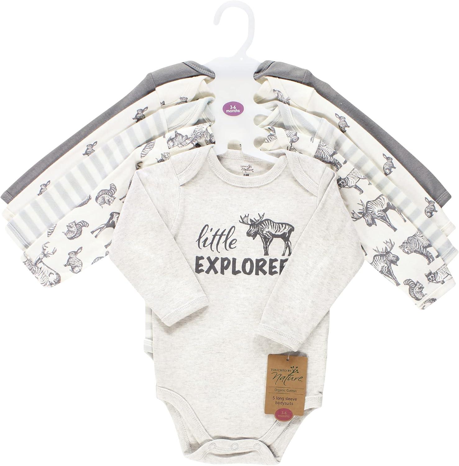 imageTouched by Nature Unisex Baby Organic Cotton LongSleeve BodysuitsNeutral Woodland