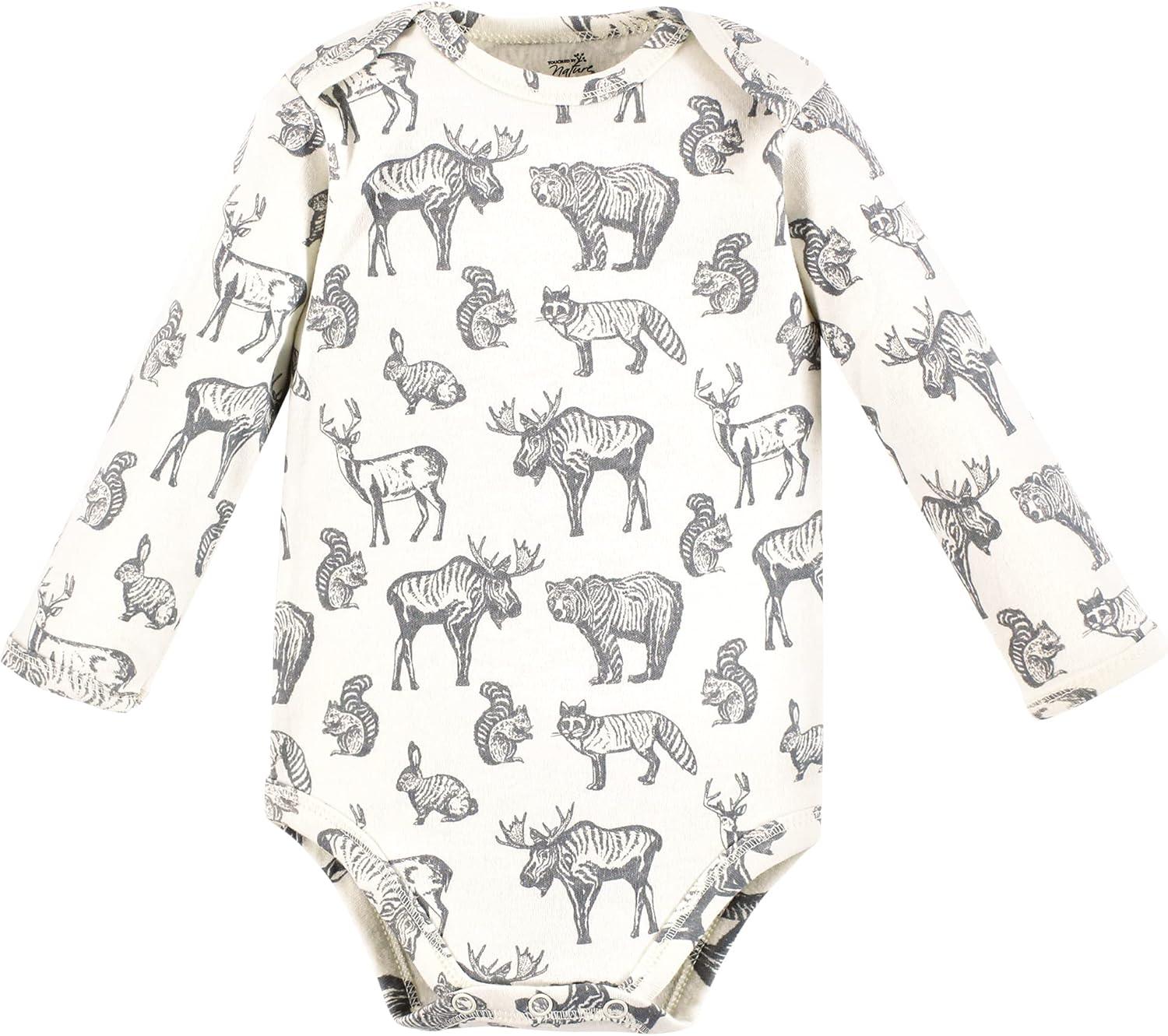 imageTouched by Nature Unisex Baby Organic Cotton LongSleeve BodysuitsNeutral Woodland