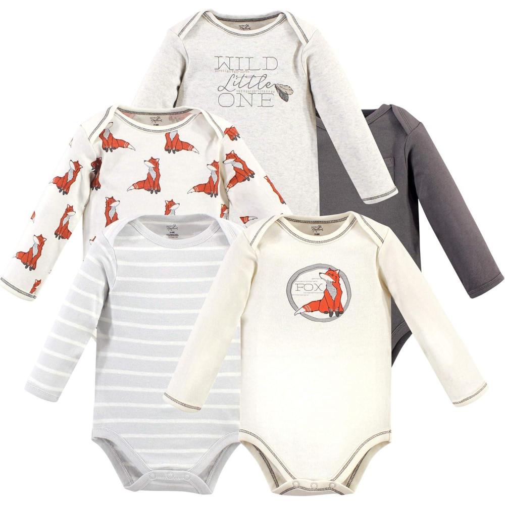 imageTouched by Nature Unisex Baby Organic Cotton LongSleeve BodysuitsBoho Fox