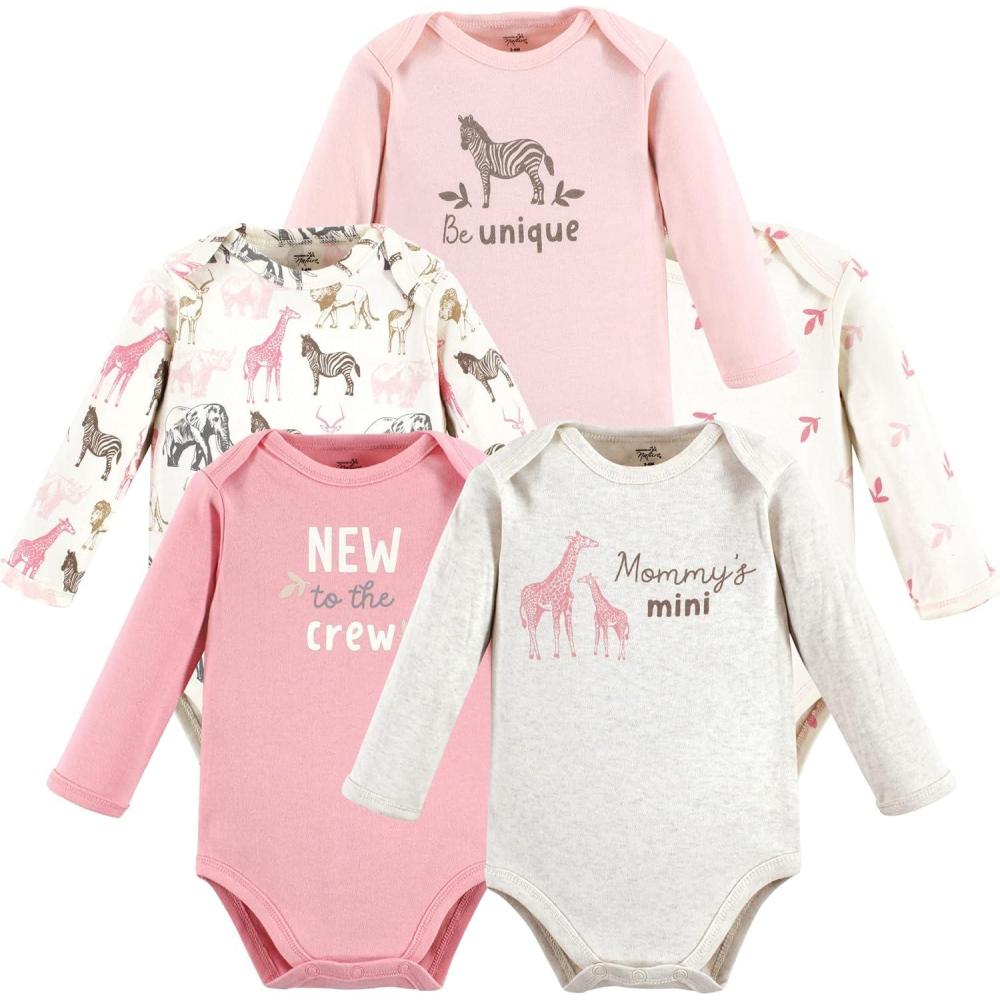 imageTouched by Nature Unisex Baby Organic Cotton LongSleeve BodysuitsGirl Safari