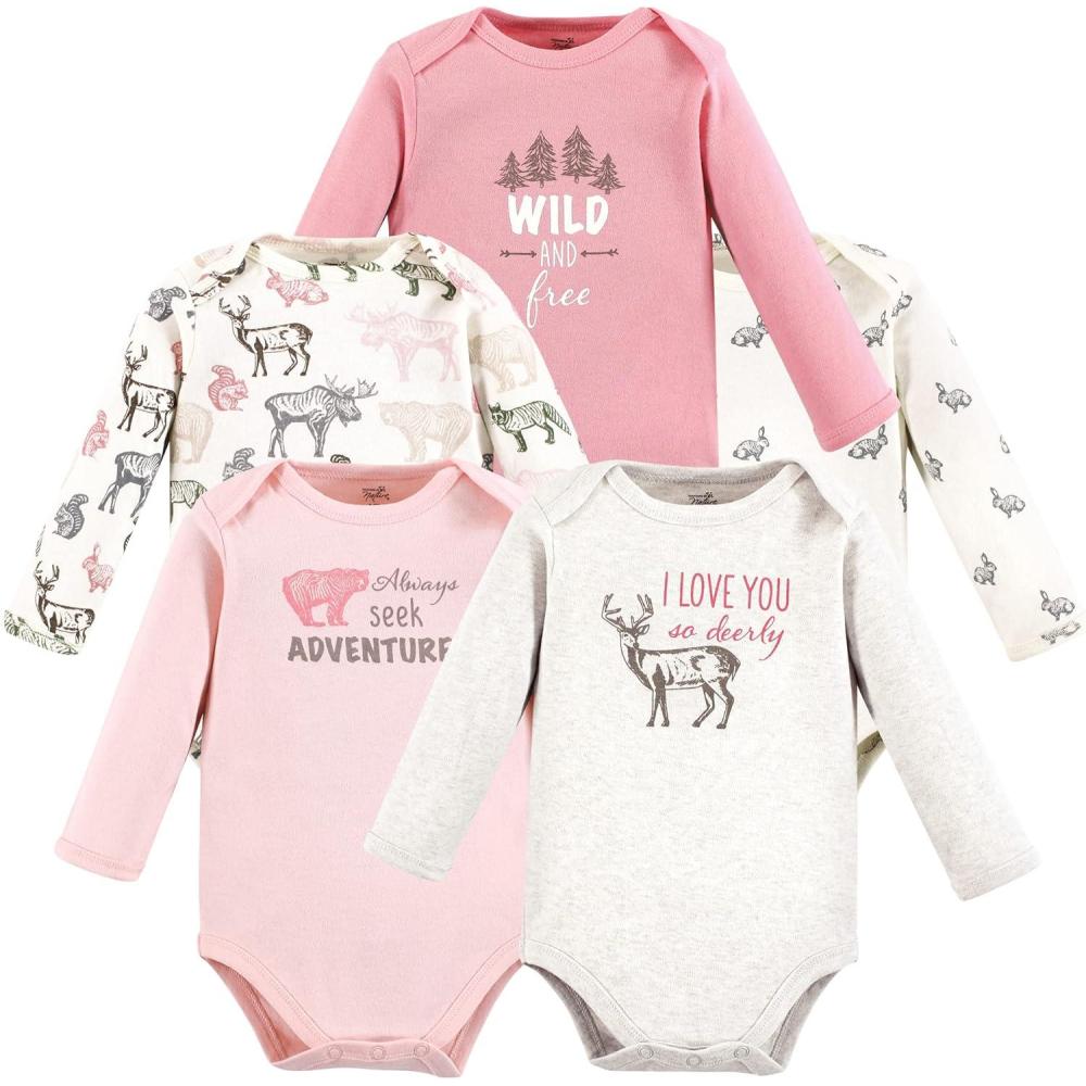 imageTouched by Nature Unisex Baby Organic Cotton LongSleeve BodysuitsGirl Woodland