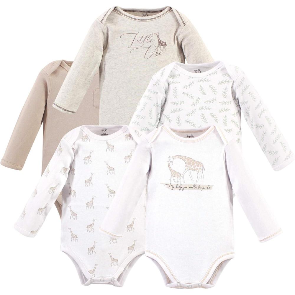 imageTouched by Nature Unisex Baby Organic Cotton LongSleeve BodysuitsLittle Giraffe