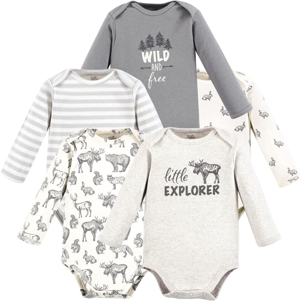 imageTouched by Nature Unisex Baby Organic Cotton LongSleeve BodysuitsNeutral Woodland