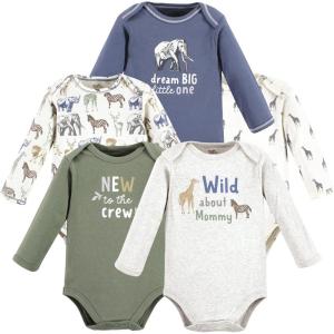 imageTouched by Nature Unisex Baby Organic Cotton LongSleeve BodysuitsBoy Safari