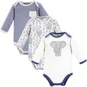 imageTouched by Nature Unisex Baby Organic Cotton LongSleeve BodysuitsElephant