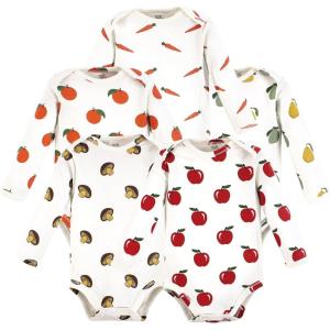 imageTouched by Nature Unisex Baby Organic Cotton LongSleeve BodysuitsFruits and Veggies