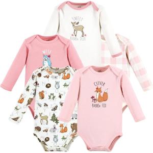 imageTouched by Nature Unisex Baby Organic Cotton LongSleeve BodysuitsGirl Woodland Alphabet 5pack