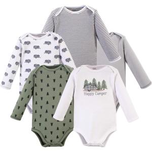 imageTouched by Nature Unisex Baby Organic Cotton LongSleeve BodysuitsHappy Camper