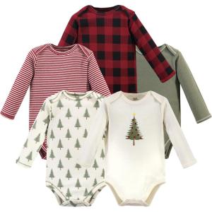 imageTouched by Nature Unisex Baby Organic Cotton LongSleeve BodysuitsTree Plaid