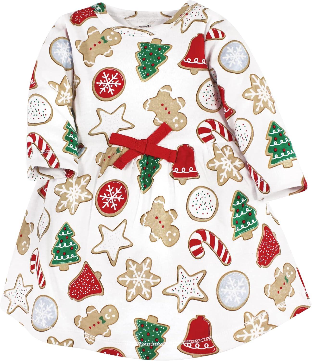 imageTouched by Nature Baby Girls Organic Cotton Short LongSleeve DressesChristmas Cookies