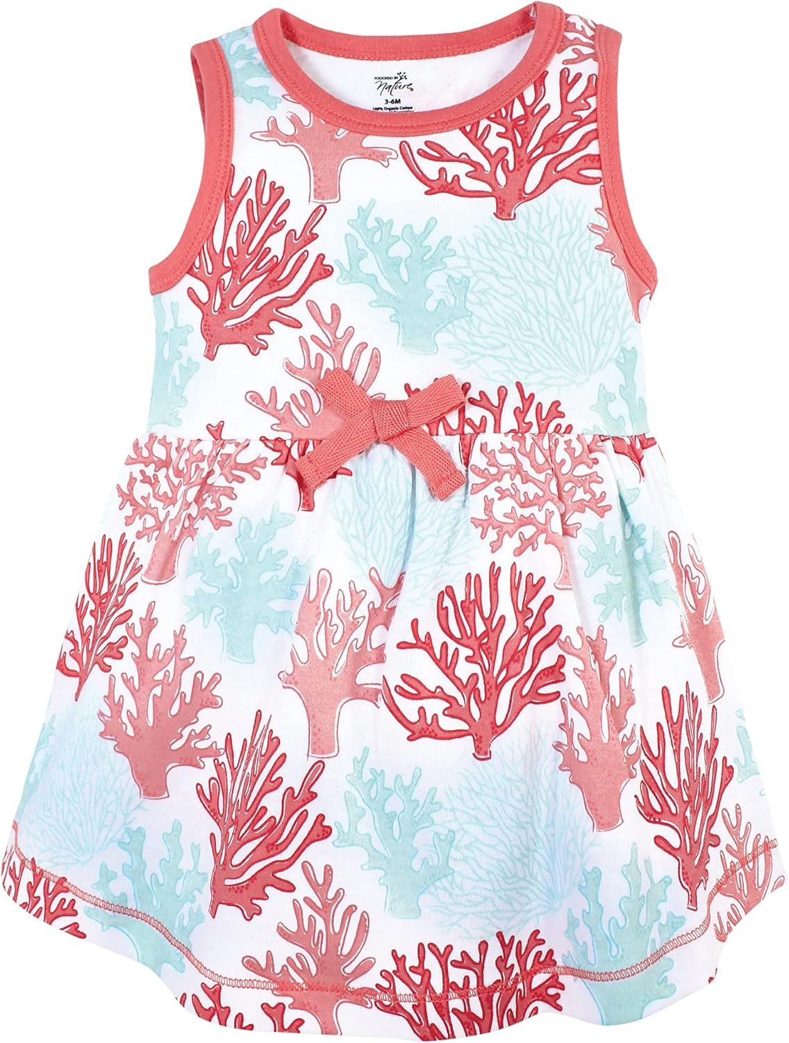 imageTouched by Nature Baby Girls Organic Cotton Short LongSleeve DressesCoral Reef