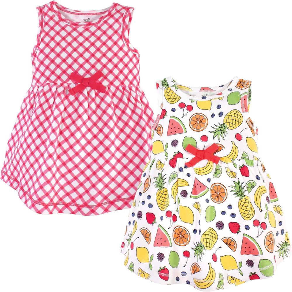 imageTouched by Nature Baby Girls Organic Cotton Short LongSleeve DressesBaby Toddler Fruit Sleeveless
