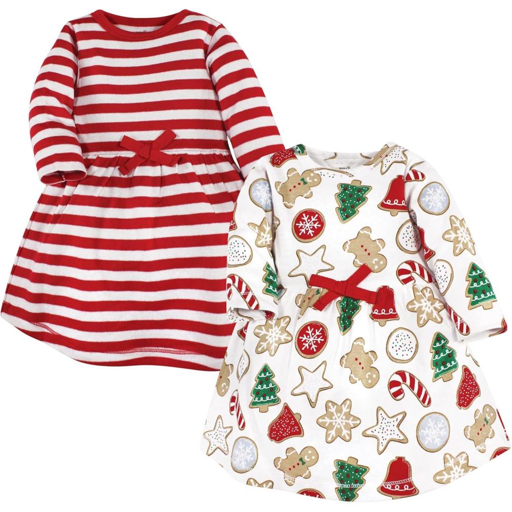 imageTouched by Nature Baby Girls Organic Cotton Short LongSleeve DressesChristmas Cookies
