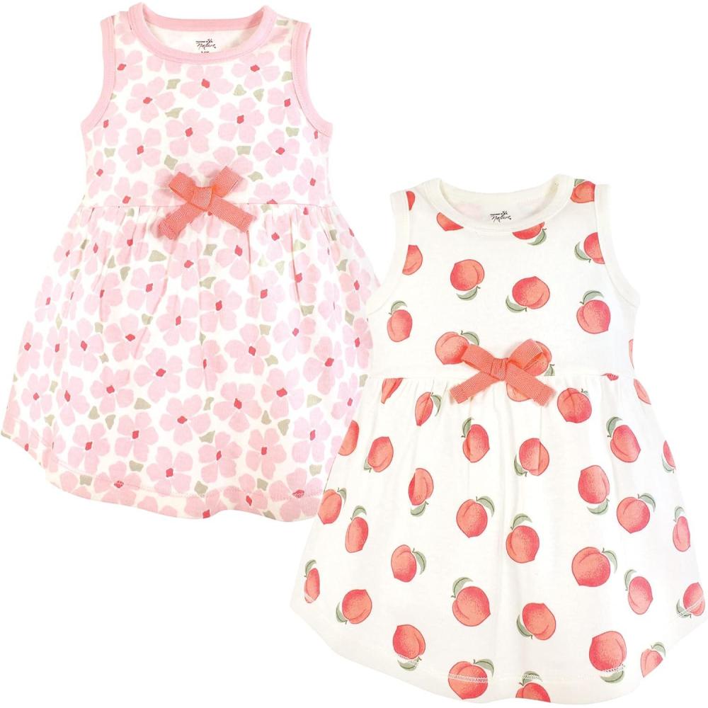 imageTouched by Nature Baby Girls Organic Cotton Short LongSleeve DressesPeach