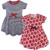 imageTouched by Nature Baby Girls Organic Cotton Short LongSleeve DressesBaby Toddler Red Flowers Short Sleeve