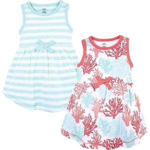 imageTouched by Nature Baby Girls Organic Cotton Short LongSleeve DressesCoral Reef