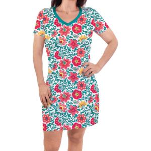 imageTouched by Nature Baby Girls Organic Cotton Short LongSleeve DressesWomen Paisley Floral Short Sleeve