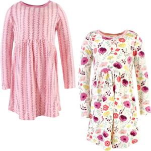 imageTouched by Nature Baby Girls Organic Cotton Short LongSleeve DressesYouth Botanical Long Sleeve