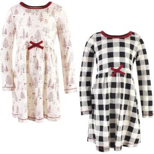 imageTouched by Nature Baby Girls Organic Cotton Short LongSleeve DressesYouth Winter Woodland Long Sleeve