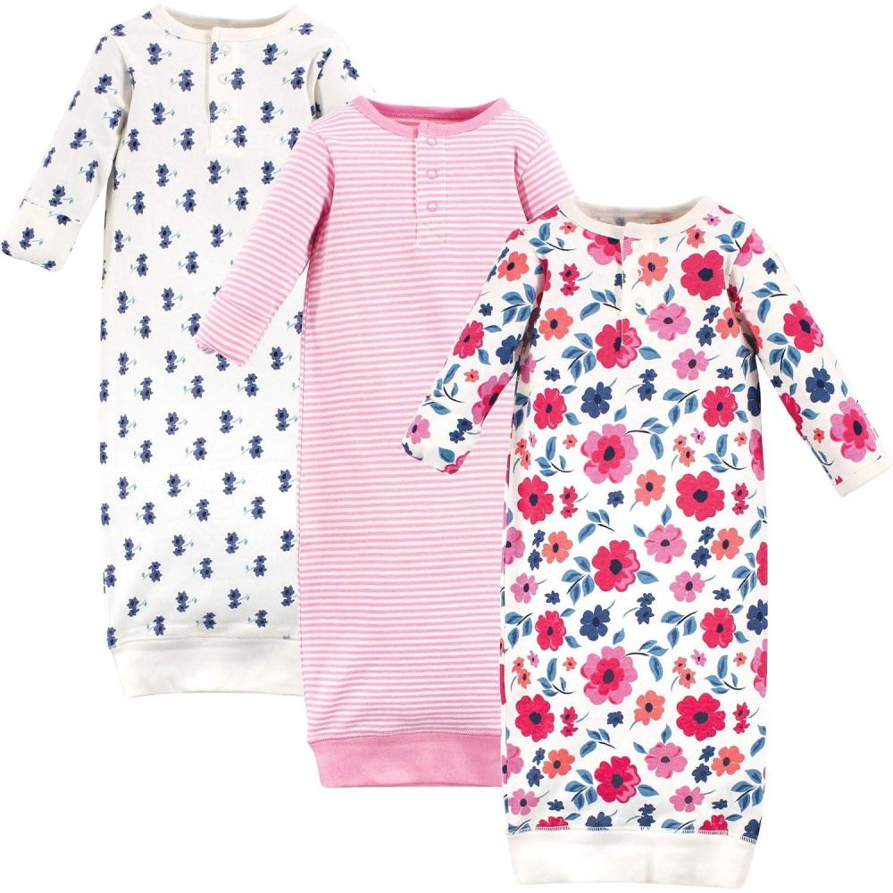imageTouched by Nature Baby Girls Organic Cotton Henley GownsGarden Floral