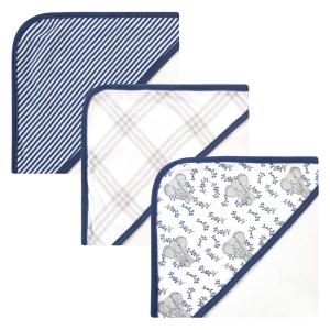 imageTouched by Nature Unisex Baby Organic Cotton Hooded Towels Pink Elephant One SizeBlue Elephant