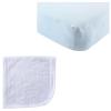 imageOrganic Cotton Fitted Crib Sheet ampamp Cotton Swaddle BlanketBlueWhite