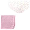 imageOrganic Cotton Fitted Crib Sheet ampamp Cotton Swaddle BlanketFlowerPink