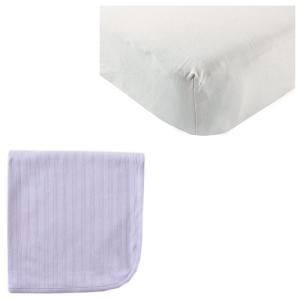 imageOrganic Cotton Fitted Crib Sheet ampamp Cotton Swaddle BlanketGrayLavender